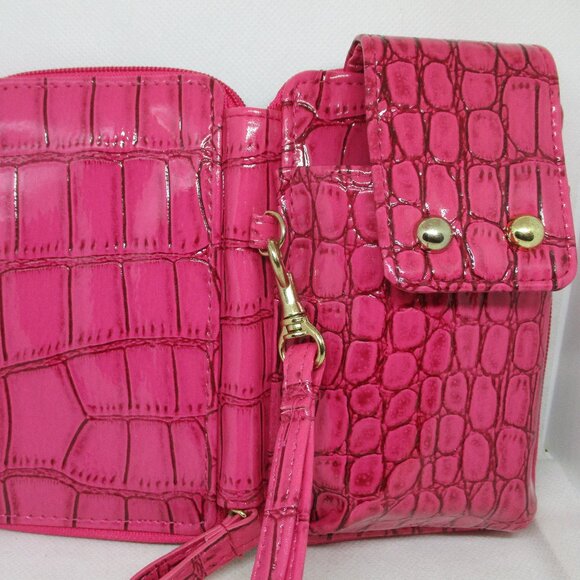 Pink Embossed Wallet Cellphone Case Cigarette Case Wristlet Photo Credit Card - Picture 10 of 12